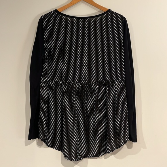 LOFT Sweater Blouse Long Sleeve Classic Black White Polka Dot Layered  Flowy EUC - Picture 6 of 8